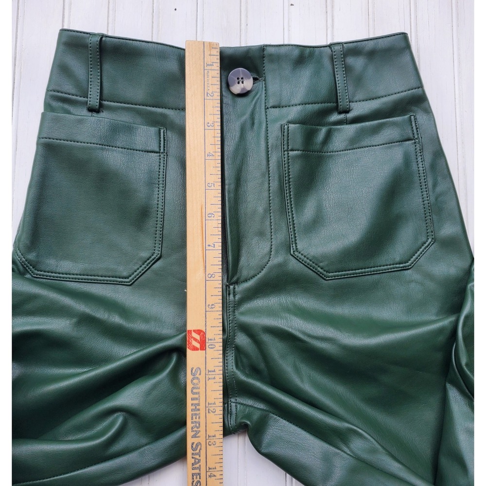 Maeve by Anthropologie The Colette Faux Leather Wide Leg Pants Green 25 - Picture 2 of 7